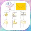 13Pcs Decor Glitter On Cloud 9 Cake Topper Glitter Little Star Cupcake Toppers Moon Cloud Cupcake Twinkle Twinkle Little Star Baby Shower Decorations for Kids Birthday Party Supplies view 4