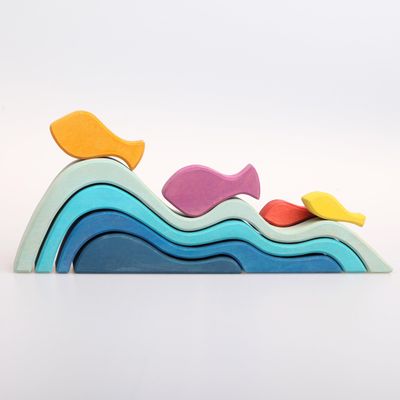 AVDAR Wooden Rainbow Stacking Toy, Wave Little Fish BlocksLearning Educational Toys for Toddlers