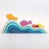 AVDAR Wooden Rainbow Stacking Toy, Wave Little Fish BlocksLearning Educational Toys for Toddlers view 1