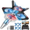 4DRC V39 Foam Remote Control Airplanes RC Planes with Camera,RC Airplane Fighter Jet with Light,Gravity Control, Auto-Follow, Trajectory Flight,One Key Take Off, 2 Batteries,Blue view 1
