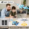 4DRC V39 Foam Remote Control Airplanes RC Planes with Camera,RC Airplane Fighter Jet with Light,Gravity Control, Auto-Follow, Trajectory Flight,One Key Take Off, 2 Batteries,Blue view 4