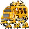 KIZONLY Construction Trucks Toys for 2 3 4 5 Years Old Boys - 7-in-1 Carrier Transport Vehicle Trucks for Kids 1-3 3-5, Car Toys with Light Sound, Birthdays Gifts Set for Kids Age 3-9 view 1
