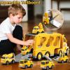 KIZONLY Construction Trucks Toys for 2 3 4 5 Years Old Boys - 7-in-1 Carrier Transport Vehicle Trucks for Kids 1-3 3-5, Car Toys with Light Sound, Birthdays Gifts Set for Kids Age 3-9 view 2