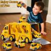 KIZONLY Construction Trucks Toys for 2 3 4 5 Years Old Boys - 7-in-1 Carrier Transport Vehicle Trucks for Kids 1-3 3-5, Car Toys with Light Sound, Birthdays Gifts Set for Kids Age 3-9 view 4