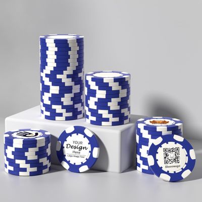 50-500 Custom Clay Poker Chips for 7 Colors,Imprinted in Full Color with Your Logo,Image or Text,40mm Heavy 11.5 Grams,Customized Drink Tokens for Bar,Party,Business Card,Golf Club or Events (Blue)