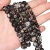 6/8/10mm Black Cracked Old Agate Beads Natural Stone Round Spacer Beads for Making DIY Bracelets Accessories 15'',Black Cracked,6mm (Approx 61pcs) view 3