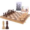15" Staunton Chess Set with Travel Case - Professional Tournament Wooden Board, 2 Extra Queens & Storage Bag, for Dad, Portable Magnetic Chess Game for Camping/Clubs view 1