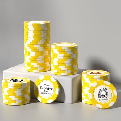 50-500 Custom Clay Poker Chips for 7 Colors,Imprinted in Full Color with Your Logo,Image or Text,40mm Heavy 11.5 Grams,Customized Drink Tokens for Bar,Party,Business Card,Golf Club or Events (Yellow)