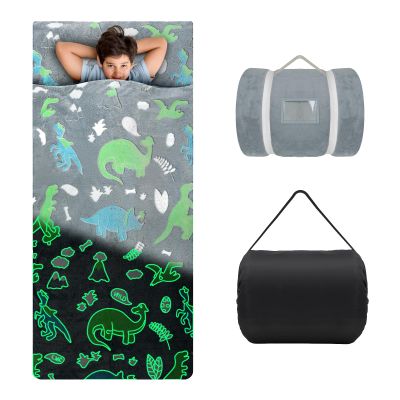 Kids Sleeping Bag Soft Plush Glowing Toddler Nap Mat with Pillow for Boys Girls Large Sleeping Mat for Daycare Preschool Kindergarten