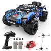 DEERC 1/12 RC Cars 45KPH, 4WD High Speed Short Course RC Truck, Off-Road All Terrain Remote Control Car with 2 Rechargeable Batteries & Spare Tire, 2.4GHz Fast RC Cars for Adults Kids Boys Gift view 1