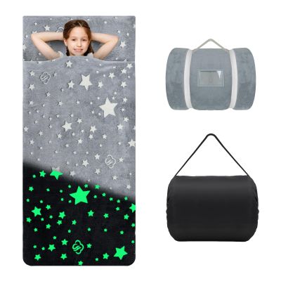 Kids Sleeping Bag Soft Plush Glowing Toddler Nap Mat for Boys Girls Large 67 * 27.5 Inch Sleeping Mat for Daycare Preschool Kindergarten