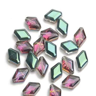 10x15mm Rhombus Shape Quartz Beads Two Color Gradients Beads For Making DIY Bracelet Pendant,green,10x15mm About 20pcs