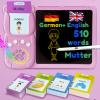 MoLingvora Writing Tablet with Bilingual Flash Cards for Kids, German, Pink view 1