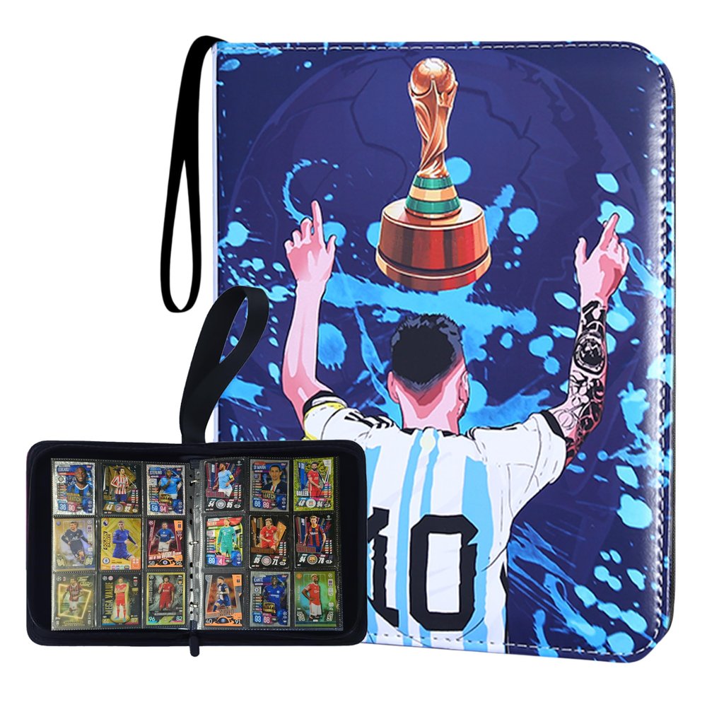 2026 Soccer Card Binder 900 pocket - Sports Trading Collectible Album with Zipper and Wrist Strap, Storage Book for Soccer Fans, Removable Sleeves, Pockets Card Holder for Game and Sports - (9P - Mes)
