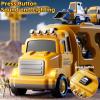 KIZONLY Construction Trucks Toys for 2 3 4 5 Years Old Boys - 5-in-1 Carrier Transport Vehicle Truck for Toddlers 2-4 Years with Crane, Mixer, Pushdozer and Excavator, Car Toys Birthdays Gift view 3