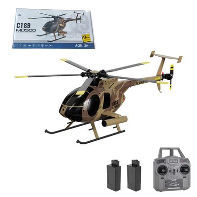 C189 MD500 Remote Control Helicopter for Adults, 1/28 Scale 4CH Single-Rotor Helicopter with 6-Axis Gyro and Brushless Motor, 2.4GHz RC Aircraft RTF with Optical Flow Localization (2 Batteries)