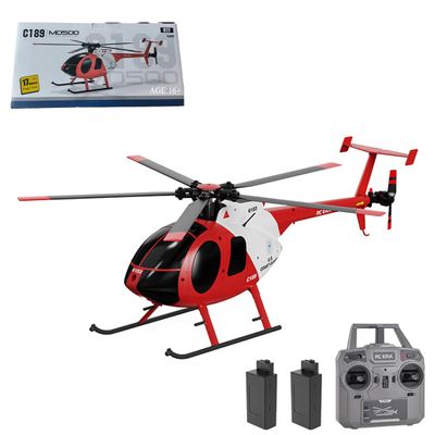 C189 MD500 Remote Control Helicopter for Adults, 1/28 Scale 4CH Single-Rotor Helicopter with 6-Axis Gyro and Brushless Motor, 2.4GHz RC Aircraft RTF with Optical Flow Localization (2 Batteries)