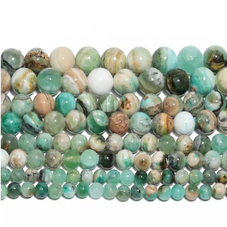 6/8/10/12mm Natural Stone Jade Round Green Calcite Spacer Beads for Making DIY Bracelets Necklace Supplies,Green Calcite,6mm 61pcs Beads