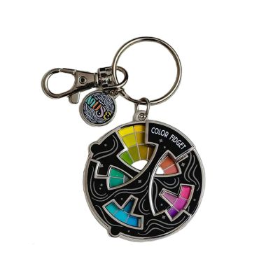 Zhuaguo Color Fidget Enamel Pin, Color Fidget Wheel for Artists, 3 in 1 Pin & Keychain & Magnet Anxiety Relief Badge (1Pcs)