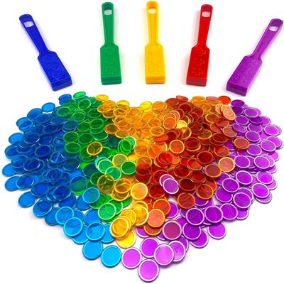 Dacefloy Magnetic Wand and Bingo Chips Set (5 Packs) - STEM Science Kit with Multicolored Transparent Discs for Kids Learning, Family Game Night & School Activities