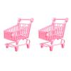 Toddmomy 2 Pack Mini Pink Shopping Cart Desktop Organizer, Cute Plastic Miniature Grocery Cart for Kids Play, Office Desk Accessories, Party Favor Gift view 1