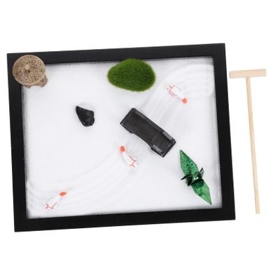 SUPVOX Sand Table Ornaments Zen Garden Miniature Landscape Kit for Boys and Girls Adults Meditation Garden Toys Rakes Rocks Decorative Sands