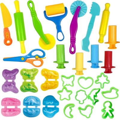 Unleash Creativity with 23 Pcs Play Dough Tools Sets and 6 Unique Dino Molds Dough Toys Accessories Set Whit 5 Bright Color Clays.