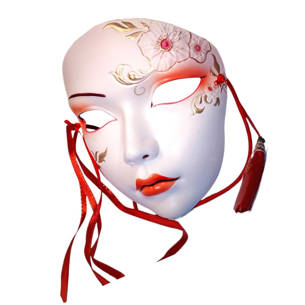 jiingekk Hand Painted Halloween Party Full Face Masquerade For Women Cosplay Halloween Costume Accessories