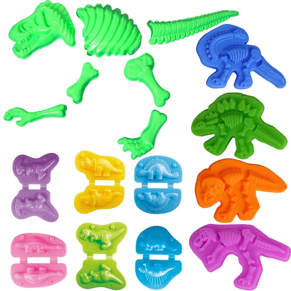 Unleash Creativity with 11 Unique Dinosaur Fossil Molds Dough Toys and 6 Unique Dino Molds Dough Toys Accessories Set Whit 5 Bright Color Clays