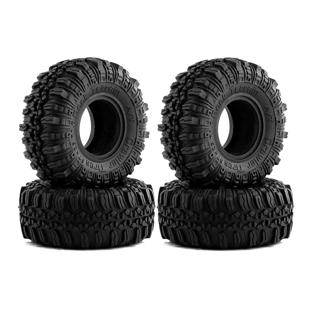4pcs 57mm 1.0" Soft Rubber Tire Mud Tire Compatible with 1/18 1/24 RC Crawler Car SCX24 AX24 TRX4M FMS FCX24 Enduro24