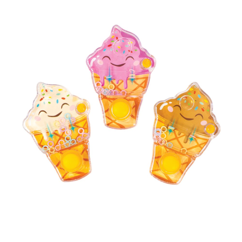 Raymond Geddes Ice Cream Float Water Games Pack of 24 Handheld Ring Toss Toys in Cone Shapes with Refillable Water