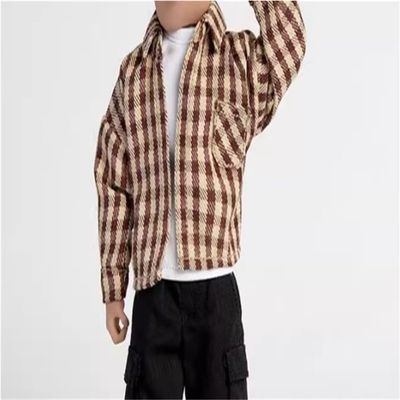 SssHam 1/12 Scale Male Soldier Model Figure Doll Long Sleeve Plaid Shirts Casual Plaid Checkered Jacket for 6 inch Action Figure Doll Clothes Doll