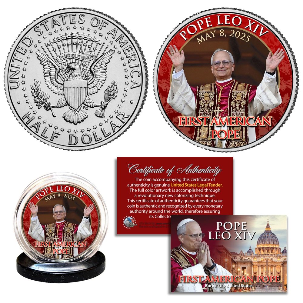 Pope Leo XIV 2025 First American Pope Genuine U.S. JFK Kennedy Half Dollar Coin