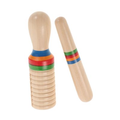 YARNOW 1 Set Wooden Music Instrument Sound Tube with Mallet Educational Percussion for Single Threaded Ring Design Burlywood Color for Rhythm Learning and Fun Play