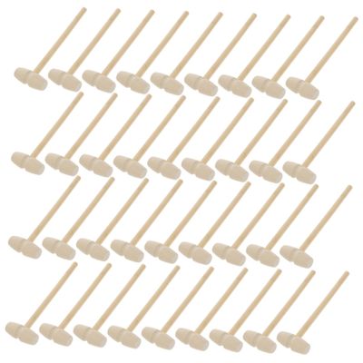 VANZACK 36pcs Wooden Mallet Hammer Safe Natural Construction for Developmental Play for Birthday and Creative Fun