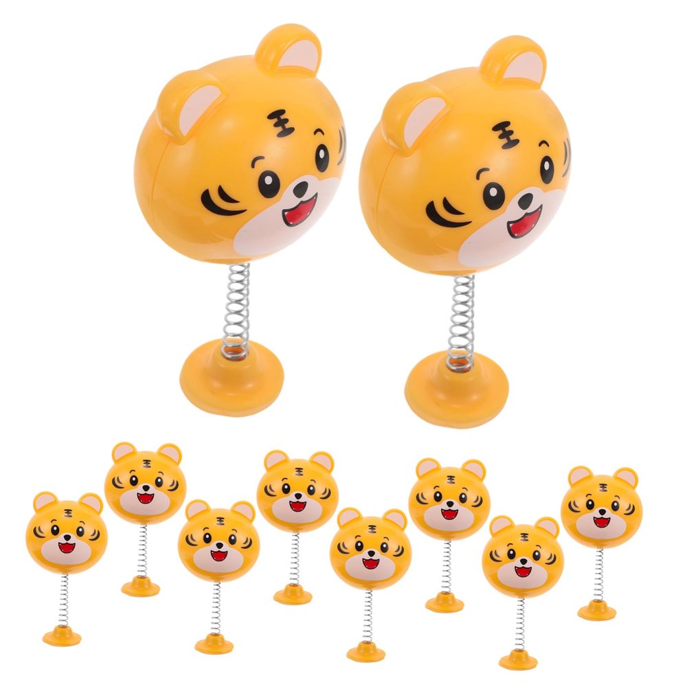 ABOOFAN 10PCS Adorable Tiger Shaking Head Motorcycle Helmet Decor Vibrant Head Cartoon Animal Figures for Electric Scooter and Motorcycle Accessories