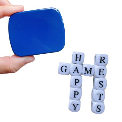 Crossword Solitaire Dice Game,Word Dice Game for Adult, Fun Travel Game (Blue)