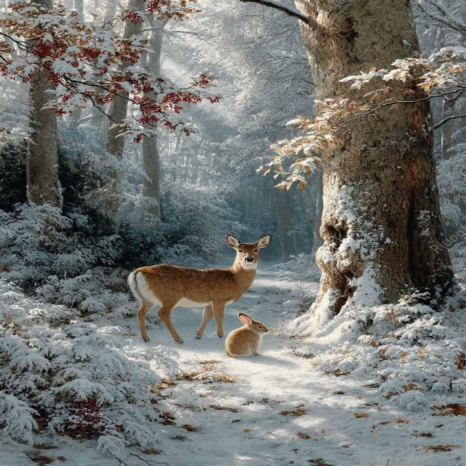 1000 Piece Puzzle for Adults Winter Forest Deer Rabbit A Challenging and Peaceful Jigsaw Game for Nature Lovers Fun Wall Art and Family Night Gift Idea