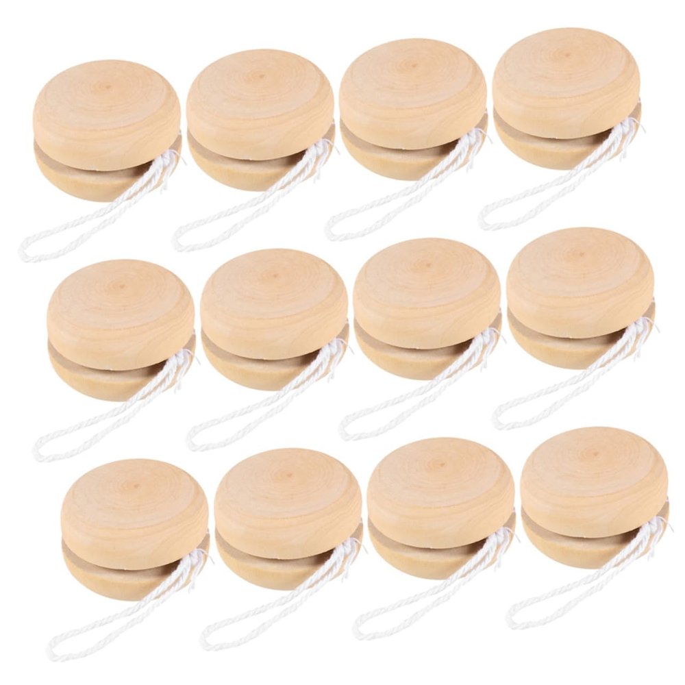 Toddmomy 12pcs Creative Yo-yo Balls Wooden DIY Toys Boys and Girls Playthings Hand Painting Balls Toddlers Toys