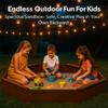 85"x78" Octagon Wooden Sandbox with Waterproof Cover & Liner, Large Outdoor Sandpit with Benches, Fir Wood Sand Box for Kids Backyard Play, Weather-Resistant,Walnut view 2