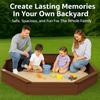 85"x78" Octagon Wooden Sandbox with Waterproof Cover & Liner, Large Outdoor Sandpit with Benches, Fir Wood Sand Box for Kids Backyard Play, Weather-Resistant,Walnut view 4