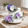 YYHUAWU 3Pcs Cake Toppers Artificial Flowers Cake Decorations, Pre Made Cake Toppers, Artificial Rose Cake Decorations for Wedding Birthday Baptism Party Bridal or Baby Shower Party Supplies view 2