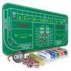 iEsstros Craps Table Top Set Double Dealer Craps Mat 70" x 35" Craps Table Top Mat with 5 Casino Dice Casino Craps Stick 100 Poker Chips Craps ON/Off Poker Button Storage Bag-Green view 1