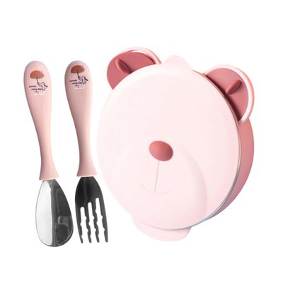 Milisten 1set Cartoon Bear Feeding Insulated Boy Girl Bowl of Divided Bowls for Easy Weaning Comfortable Grip