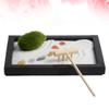 BESPORTBLE Zen Garden Sand Table Decoration with Simulation Moss and Rake Miniature Desktop Landscape for Relief and Peaceful Home Office Decor view 3