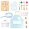 UMU Wooden Kids Cooking Set  Pretend Play Kitchen Toy with Pots, Pans, Play Food, Utensils, Apron & Chef Hat for Kids Ages 3+ & Cutting Fruit Set for Toddlers and Kids Ages 2+ Bundle view 2