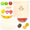 UMU Wooden Kids Cooking Set  Pretend Play Kitchen Toy with Pots, Pans, Play Food, Utensils, Apron & Chef Hat for Kids Ages 3+ & Cutting Fruit Set for Toddlers and Kids Ages 2+ Bundle view 3