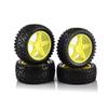 4PC Wear-Resistant Off Road Tires Plastic Rim Rubber Tyre Compatible with 1:10 RC Car 94107 94166 94106 94155 144001(Yellow) view 1