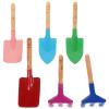 HEMOTON 2 Pcs Garden Tool Iron Hand Tools with Wooden Handles Includes Trowel Rake and Shovel Fun Gardening Boys Random Color view 1