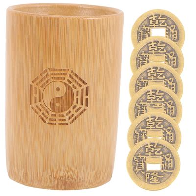 BRIGHTFUFU Ching Divination Game Bamboo Tube Fortune Telling Tools Chinese Coin Lucky Divination Supplies